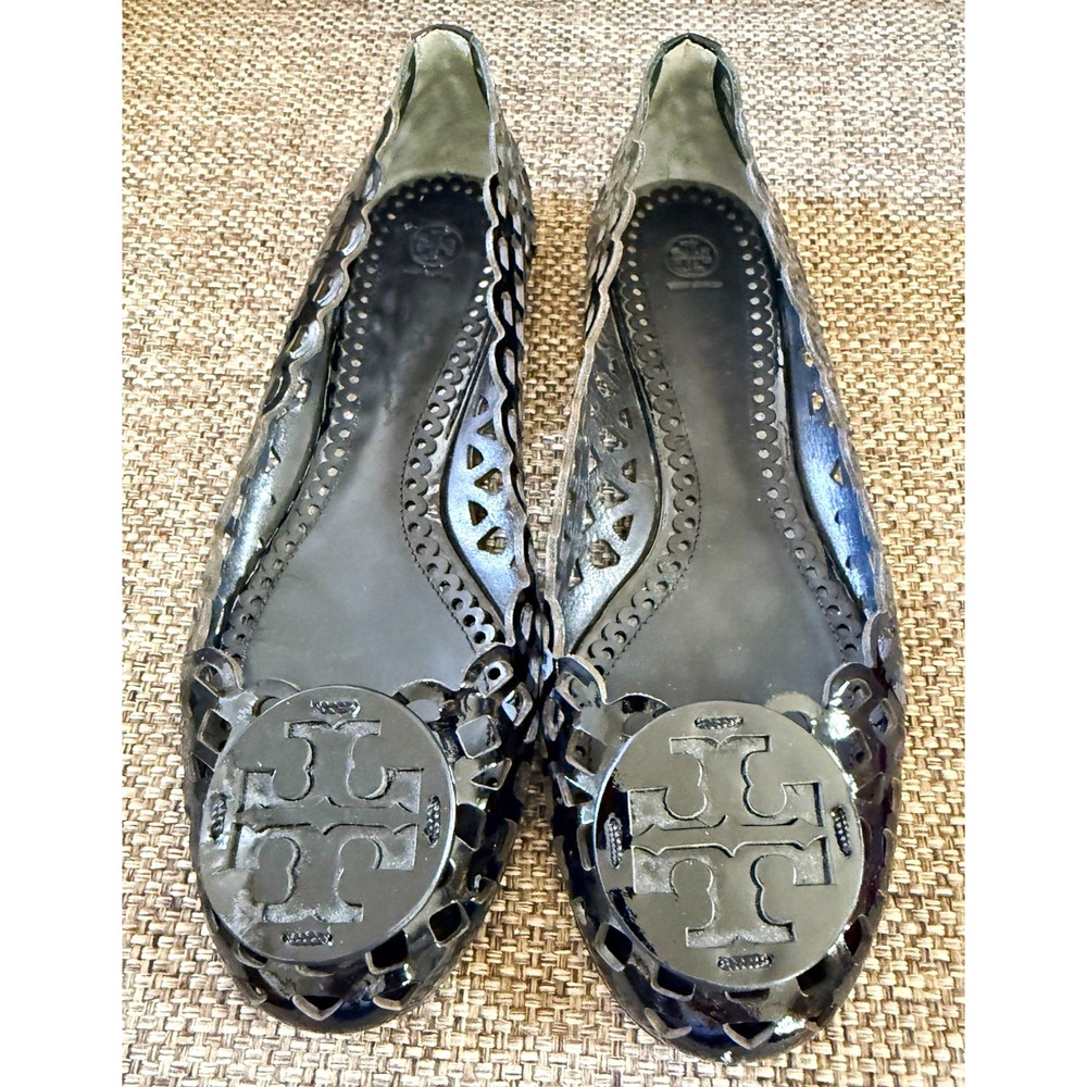 Tory Burch Mira Laser Cut Patent Leather Women's Slip-On Ballet Flats US 8.5M
